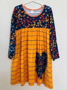 NWT Girls' Penelope Plumm Leaf Print Long Sleeve Dress Size 6